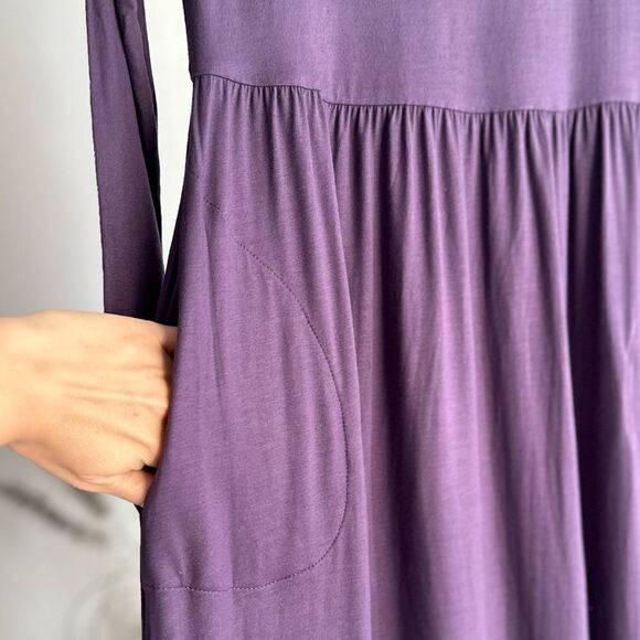 Soft Surroundings Purple Maxi Dress Soft Rayon Long Sleeve XS Petite - Picture 4 of 6